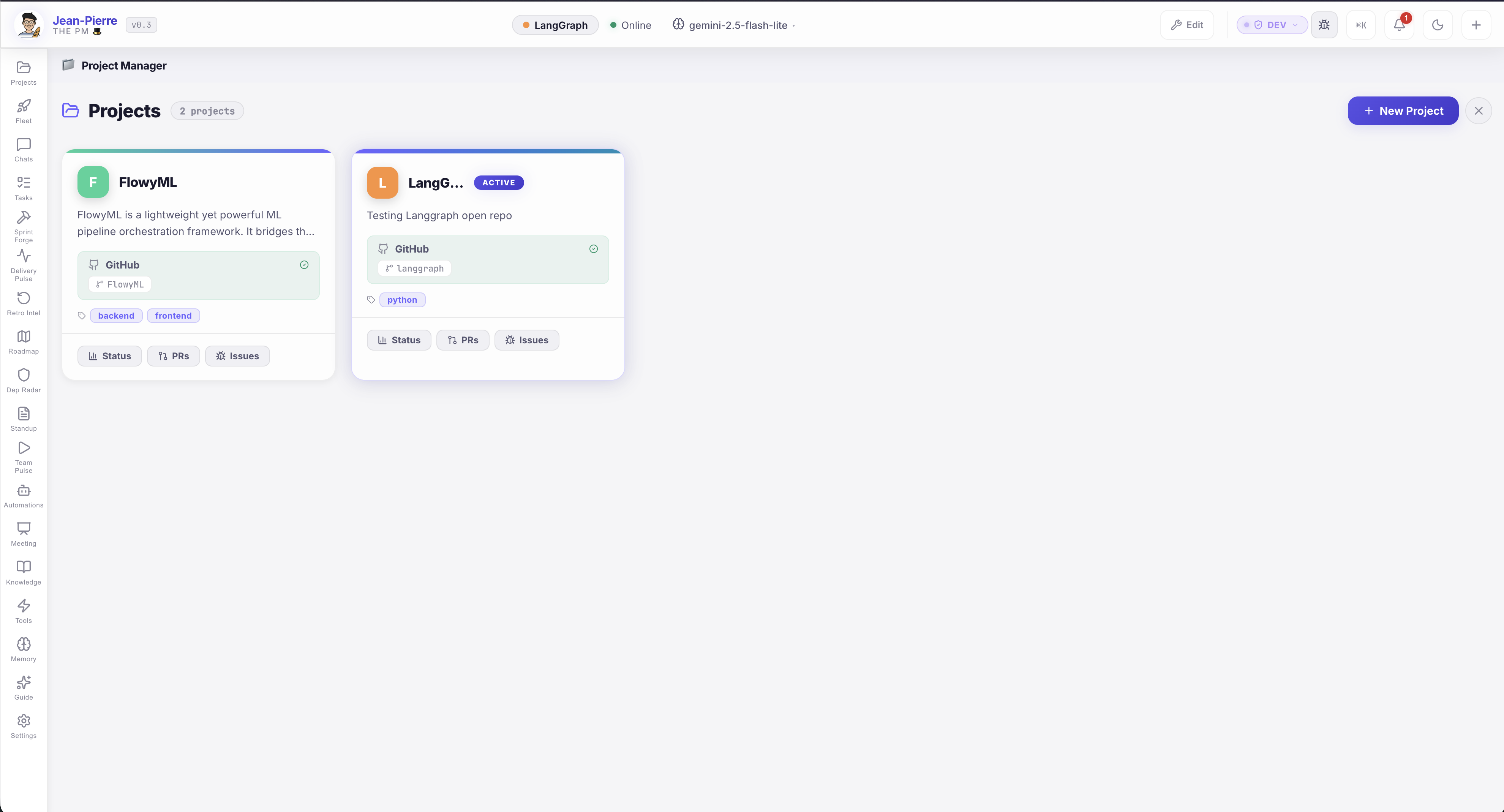 Projects — Multi-project management hub