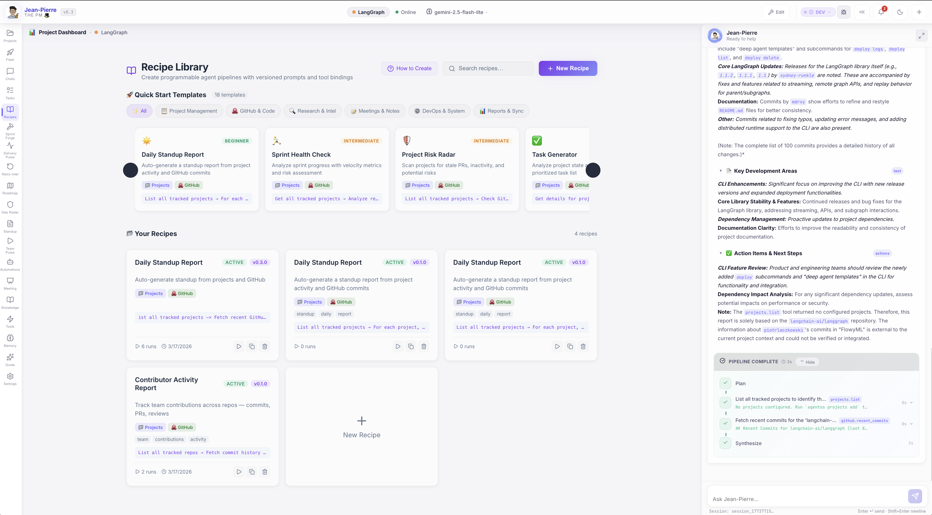 Recipe Library — Browse, search, and run agent pipelines