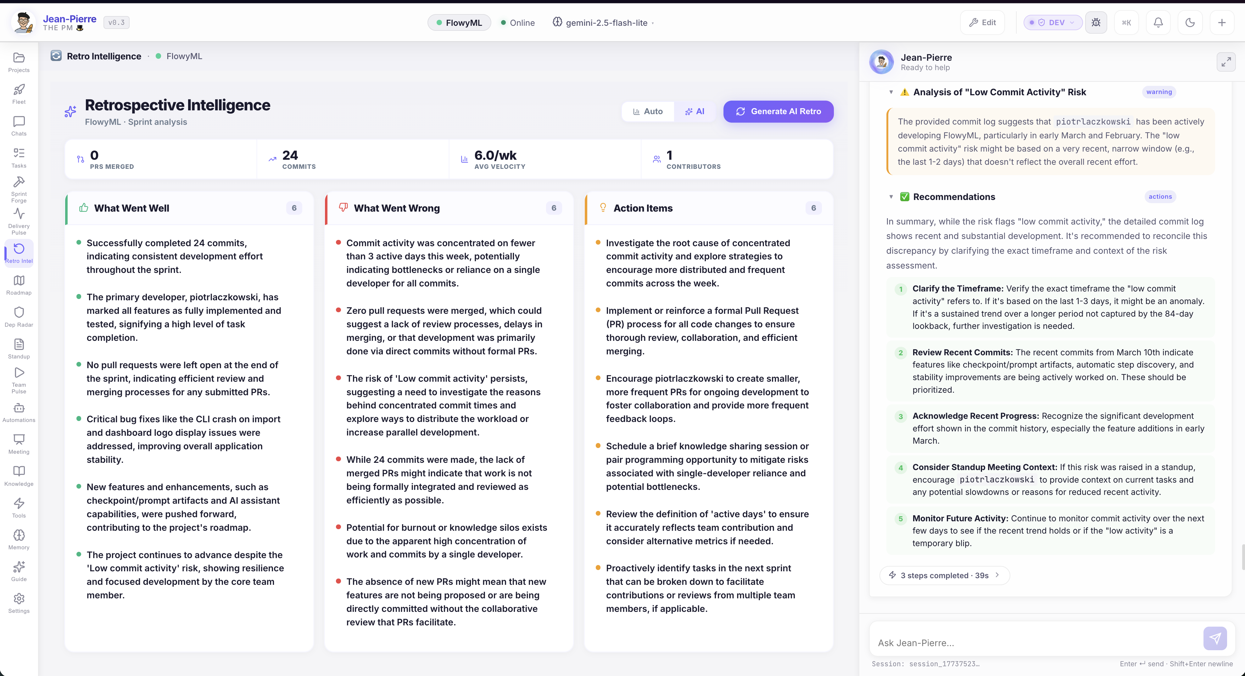 Retro Intelligence — AI-generated retrospective analysis