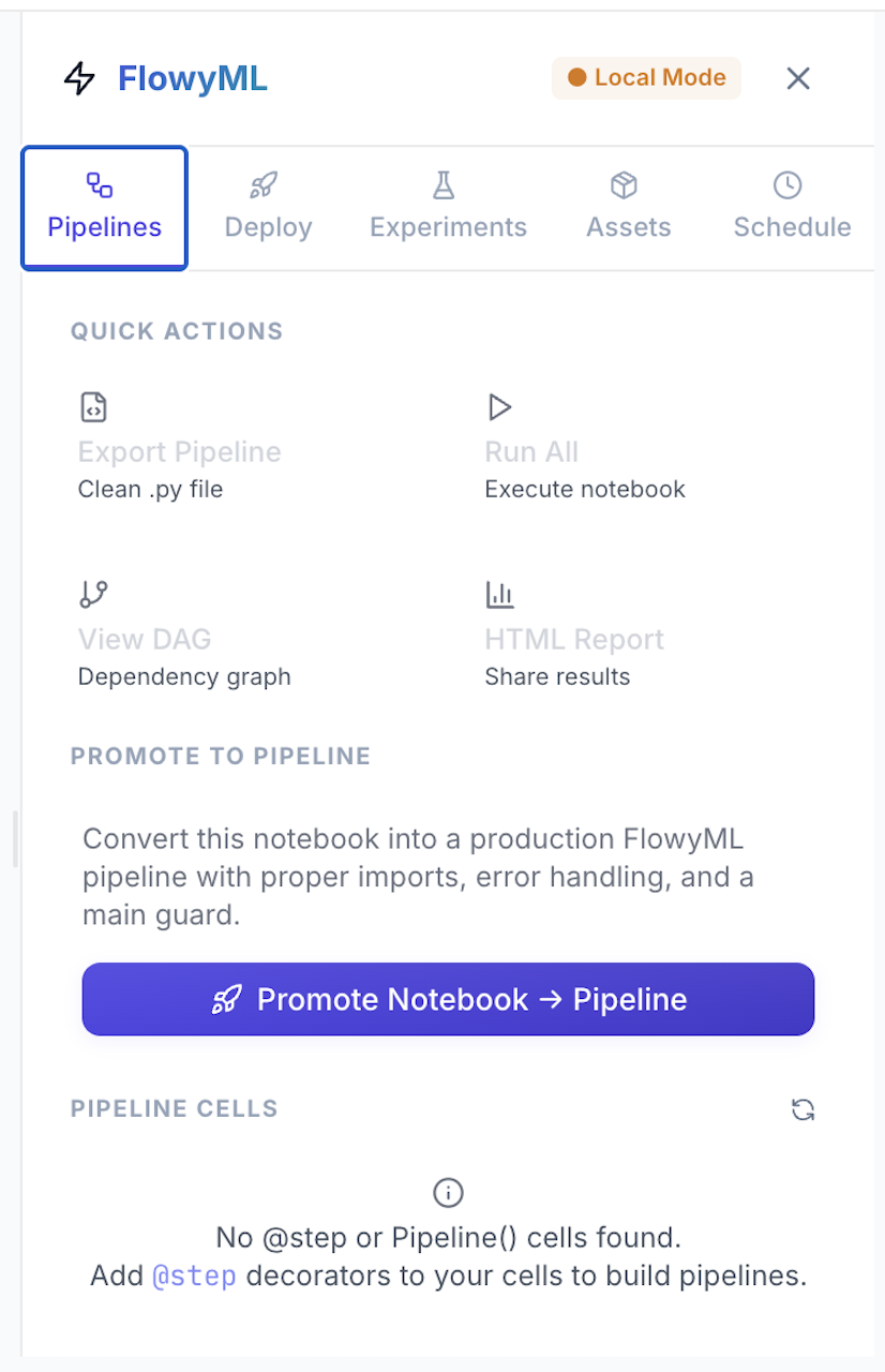 Pipelines Panel
